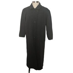 Stephanie Mathews Missy Charcoal Grey 4-Button 100% Wool Lined Trench Coat 14